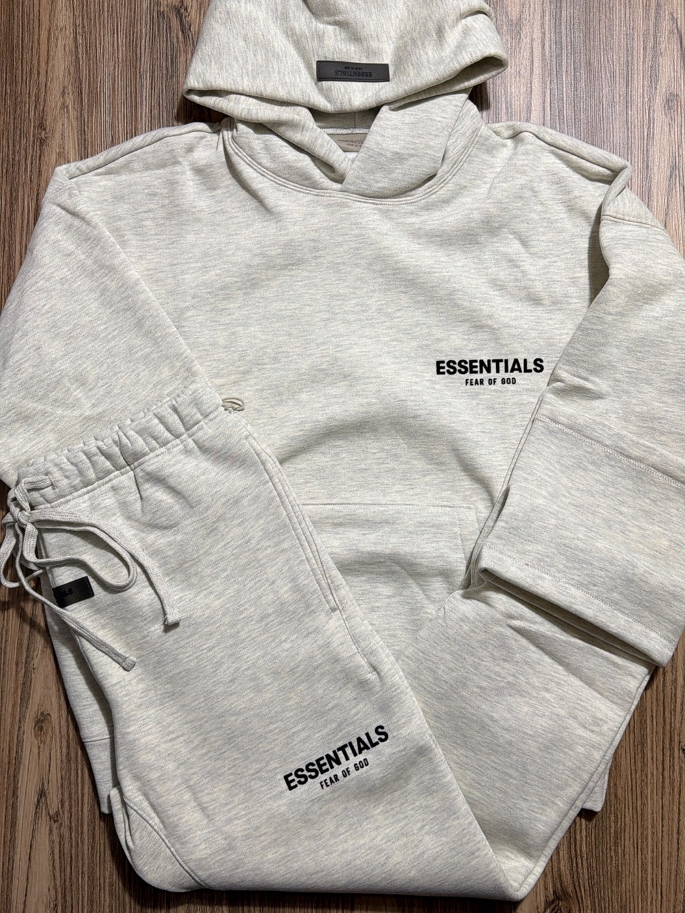 Fear of God ESSENTIALS Crewneck Hoodie & Sweatpants - Light Stone